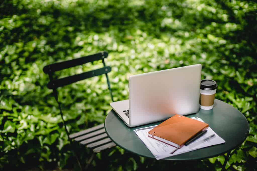 Laptop in the garden