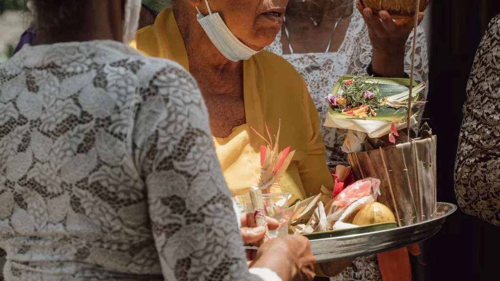 offerings of traditional wedding in bali
