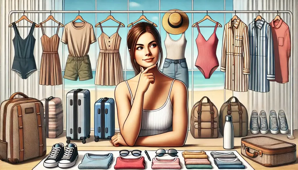 women thinking about her packing list