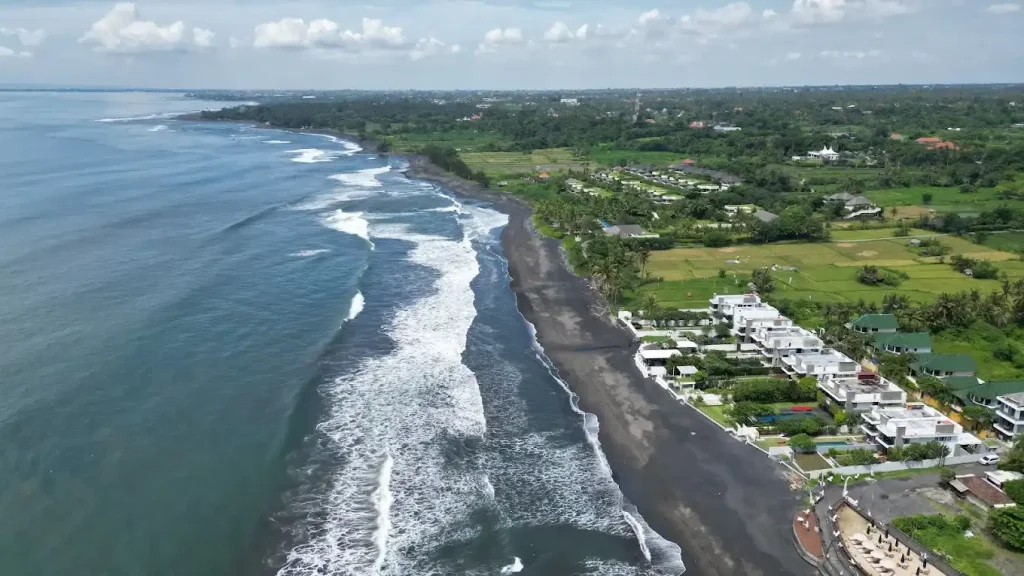 keramas beach with a black sand view in bali