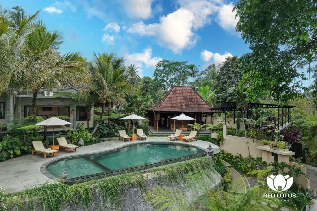 swimming and see terrace fields view at private villa moringga holiday