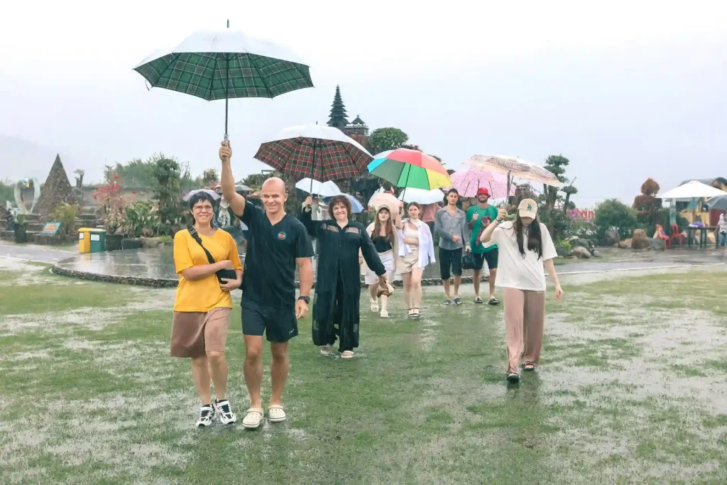 groups enjoying rain in bali