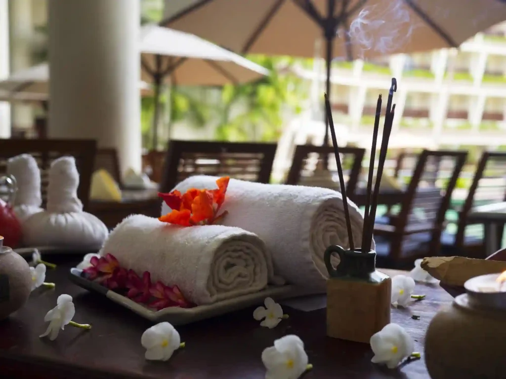 enjoying spa treatment in bali